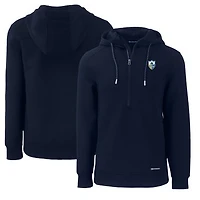 Men's Cutter & Buck Navy Los Angeles Chargers Throwback Roam Eco Half-Zip Recycled Pullover Hoodie
