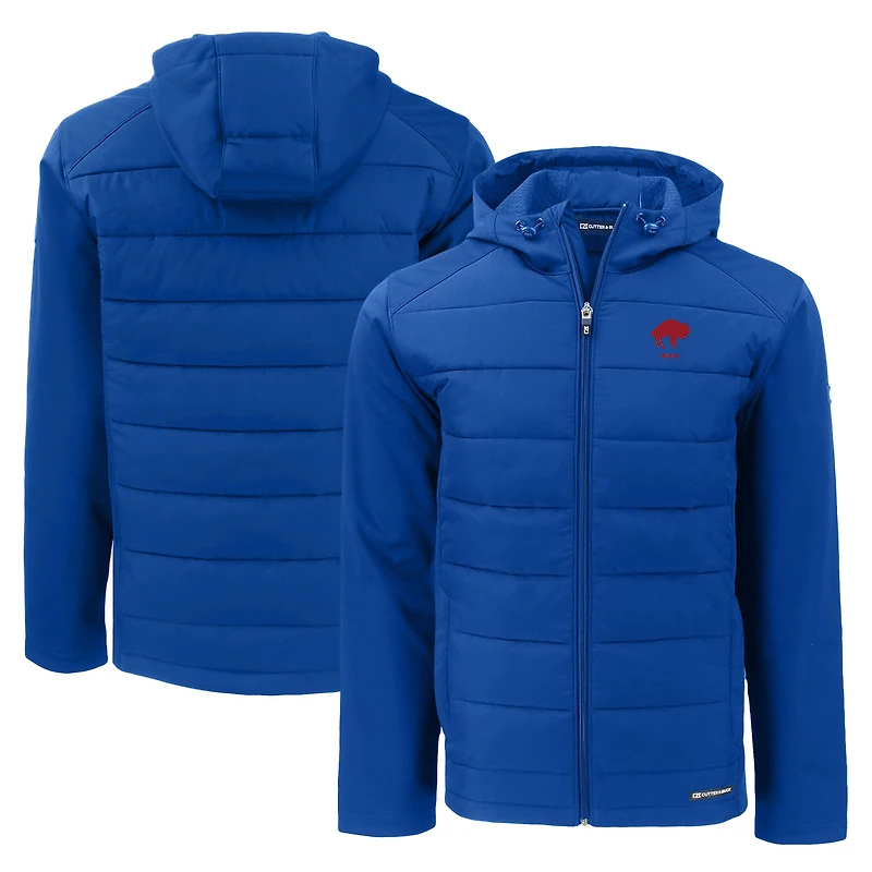 Men's Cutter & Buck Royal Buffalo Bills Throwback Evoke Hybrid Eco Softshell Recycled Full-Zip Hoodie Jacket