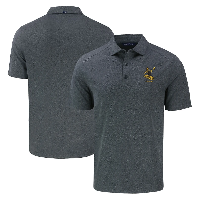 Men's Cutter & Buck Heather Black Pittsburgh Steelers Throwback Forge Eco Stretch Recycled Polo
