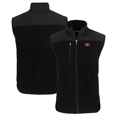 Men's Cutter & Buck  Black San Francisco 49ers Throwback Big & Tall Cascade Eco Sherpa Fleece Full-Zip Vest