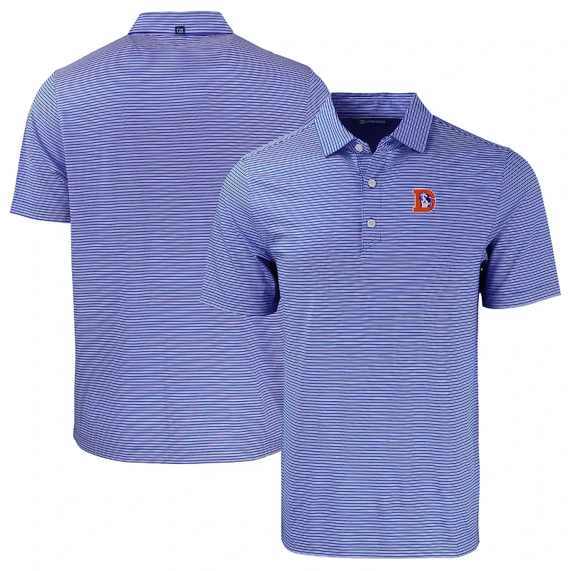 Men's Cutter & Buck  Blue/White Denver Broncos Throwback Big & Tall Forge Eco Double Stripe Stretch Recycled Polo