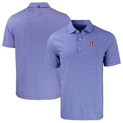 Men's Cutter & Buck  Blue/White Denver Broncos Throwback Big & Tall Forge Eco Double Stripe Stretch Recycled Polo