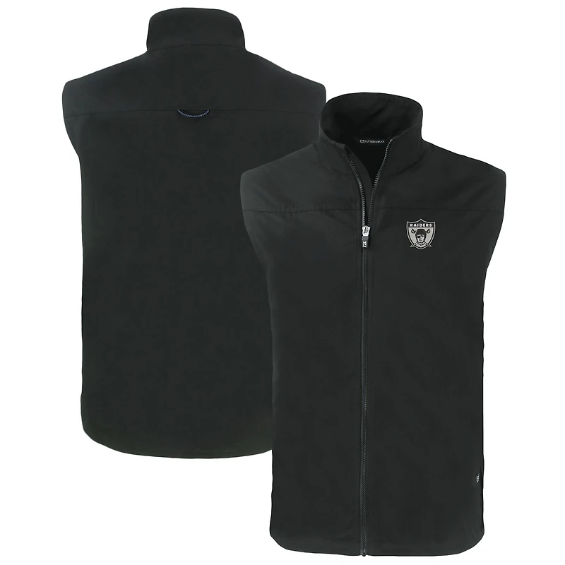 Men's Cutter & Buck  Black Las Vegas Raiders Throwback Big & Tall Charter Eco Full-Zip Vest