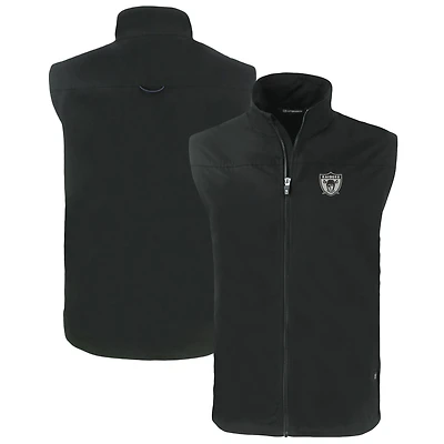 Men's Cutter & Buck  Black Las Vegas Raiders Throwback Big & Tall Charter Eco Full-Zip Vest