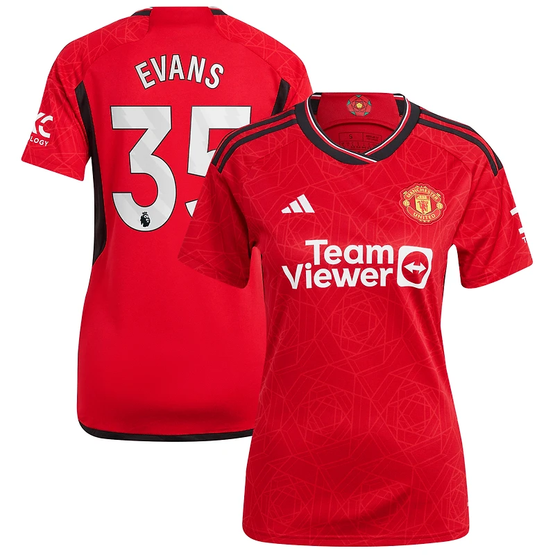 Women's adidas Jonny Evans Red Manchester United 2023/24 Home Replica Player Jersey