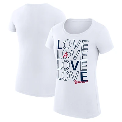 Women's G-III 4Her by Carl Banks White Atlanta Braves Super-Slim Fit Lightweight Love Graphic Team T-Shirt