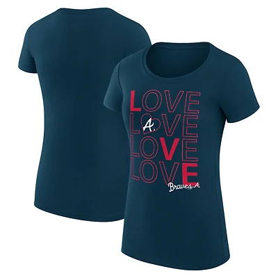 Women's G-III 4Her by Carl Banks Navy Atlanta Braves Super-Slim Fit Lightweight Love Graphic Team T-Shirt
