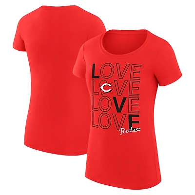Women's G-III 4Her by Carl Banks Cincinnati Reds Super-Slim Fit Lightweight Love Graphic Team T-Shirt