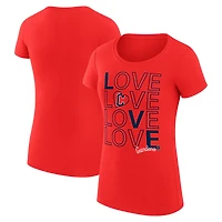 Women's G-III 4Her by Carl Banks Red Cleveland Guardians Super-Slim Fit Lightweight Love Graphic Team T-Shirt