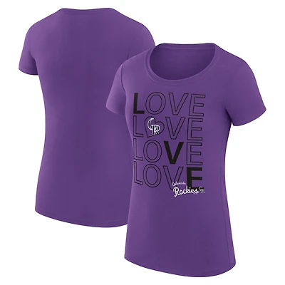 Women's G-III 4Her by Carl Banks Purple Colorado Rockies Super-Slim Fit Lightweight Love Graphic Team T-Shirt