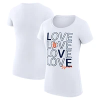 Women's G-III 4Her by Carl Banks White Detroit Tigers Super-Slim Fit Lightweight Love Graphic Team T-Shirt