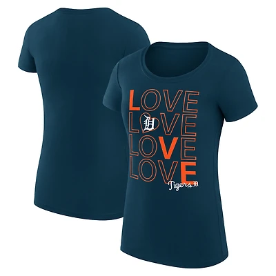 Women's G-III 4Her by Carl Banks Navy Detroit Tigers Super-Slim Fit Lightweight Love Graphic Team T-Shirt