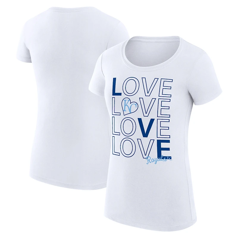 Women's G-III 4Her by Carl Banks White Kansas City Royals Super-Slim Fit Lightweight Love Graphic Team T-Shirt