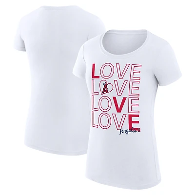 Women's G-III 4Her by Carl Banks White Los Angeles Angels Super-Slim Fit Lightweight Love Graphic Team T-Shirt