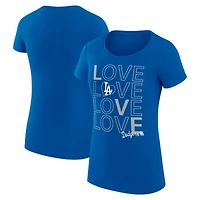 Women's G-III 4Her by Carl Banks Royal Los Angeles Dodgers Super-Slim Fit Lightweight Love Graphic Team T-Shirt