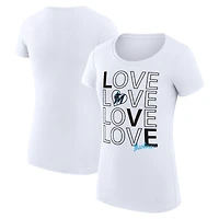 Women's G-III 4Her by Carl Banks White Miami Marlins Super-Slim Fit Lightweight Love Graphic Team T-Shirt