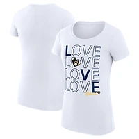 Women's G-III 4Her by Carl Banks White Milwaukee Brewers Super-Slim Fit Lightweight Love Graphic Team T-Shirt