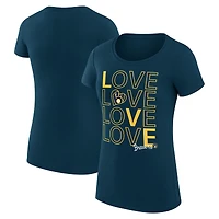 Women's G-III 4Her by Carl Banks Navy Milwaukee Brewers Super-Slim Fit Lightweight Love Graphic Team T-Shirt
