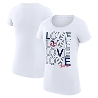 Women's G-III 4Her by Carl Banks White Minnesota Twins Super-Slim Fit Lightweight Love Graphic Team T-Shirt