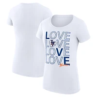 Women's G-III 4Her by Carl Banks White New York Mets Super-Slim Fit Lightweight Love Graphic Team T-Shirt