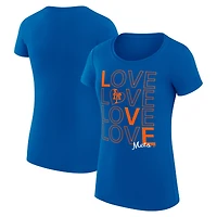 Women's G-III 4Her by Carl Banks Royal New York Mets Super-Slim Fit Lightweight Love Graphic Team T-Shirt