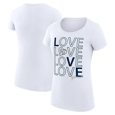 Women's G-III 4Her by Carl Banks White New York Yankees Super-Slim Fit Lightweight Love Graphic Team T-Shirt