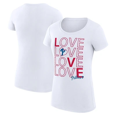 Women's G-III 4Her by Carl Banks White Philadelphia Phillies Super-Slim Fit Lightweight Love Graphic Team T-Shirt