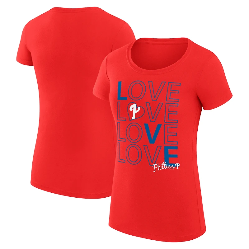 Women's G-III 4Her by Carl Banks Red Philadelphia Phillies Super-Slim Fit Lightweight Love Graphic Team T-Shirt