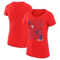 Women's G-III 4Her by Carl Banks Red Philadelphia Phillies Super-Slim Fit Lightweight Love Graphic Team T-Shirt