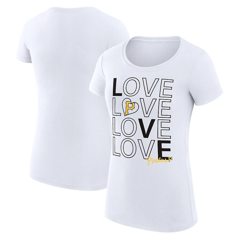 Women's G-III 4Her by Carl Banks White Pittsburgh Pirates Super-Slim Fit Lightweight Love Graphic Team T-Shirt