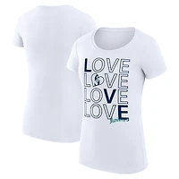 Women's G-III 4Her by Carl Banks White Seattle Mariners Super-Slim Fit Lightweight Love Graphic Team T-Shirt