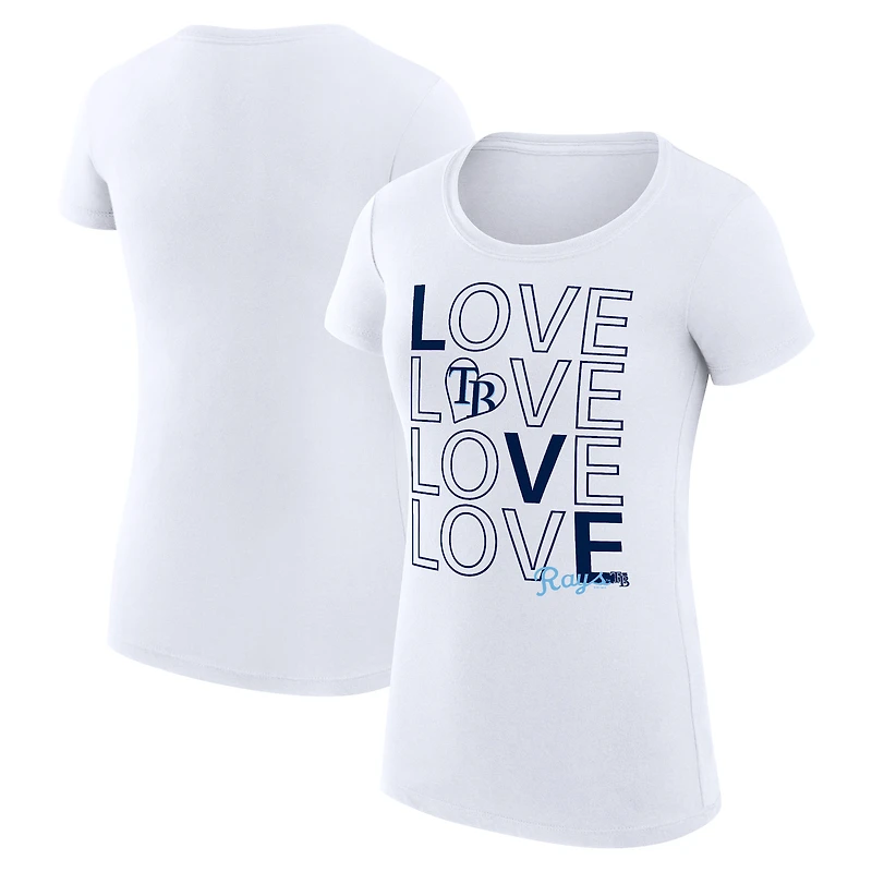 Women's G-III 4Her by Carl Banks White Tampa Bay Rays Super-Slim Fit Lightweight Love Graphic Team T-Shirt