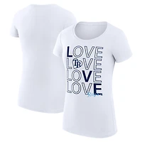 Women's G-III 4Her by Carl Banks White Tampa Bay Rays Super-Slim Fit Lightweight Love Graphic Team T-Shirt