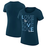 Women's G-III 4Her by Carl Banks Navy Tampa Bay Rays Super-Slim Fit Lightweight Love Graphic Team T-Shirt