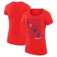 Women's G-III 4Her by Carl Banks Texas Rangers Super-Slim Fit Lightweight Love Graphic Team T-Shirt