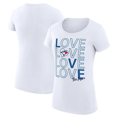 Women's G-III 4Her by Carl Banks White Toronto Blue Jays Super-Slim Fit Lightweight Love Graphic Team T-Shirt