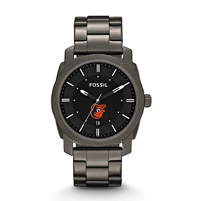Men's Fossil Gray Baltimore Orioles Machine Smoke Stainless Steel Watch