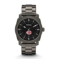 Men's Fossil Gray Cincinnati Reds Machine Smoke Stainless Steel Watch