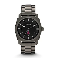Men's Fossil Gray Los Angeles Angels Machine Smoke Stainless Steel Watch