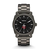Men's Fossil Gray Minnesota Twins Machine Smoke Stainless Steel Watch