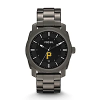 Men's Fossil Gray Pittsburgh Pirates Machine Smoke Stainless Steel Watch