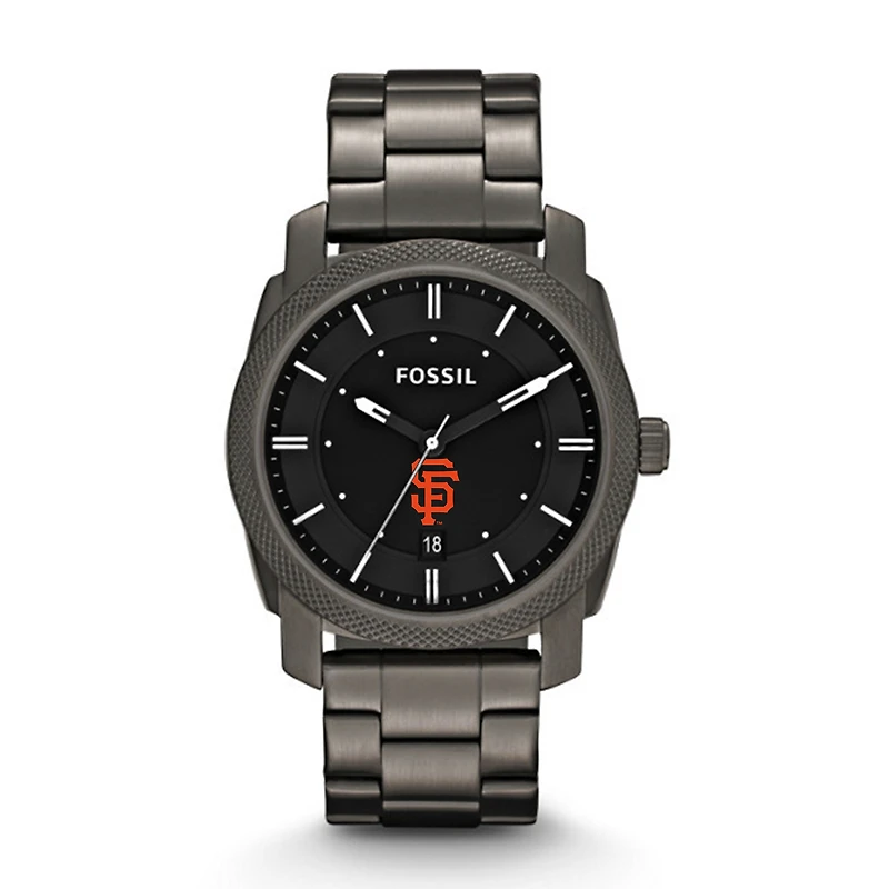 Men's Fossil Gray San Francisco Giants Machine Smoke Stainless Steel Watch