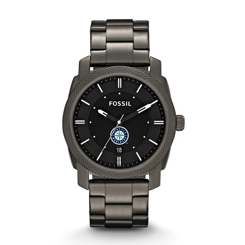 Men's Fossil Gray Seattle Mariners Machine Smoke Stainless Steel Watch