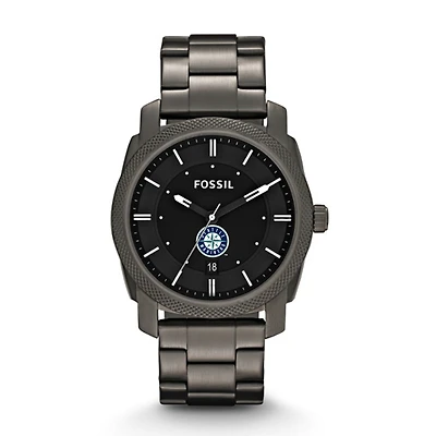 Men's Fossil Gray Seattle Mariners Machine Smoke Stainless Steel Watch