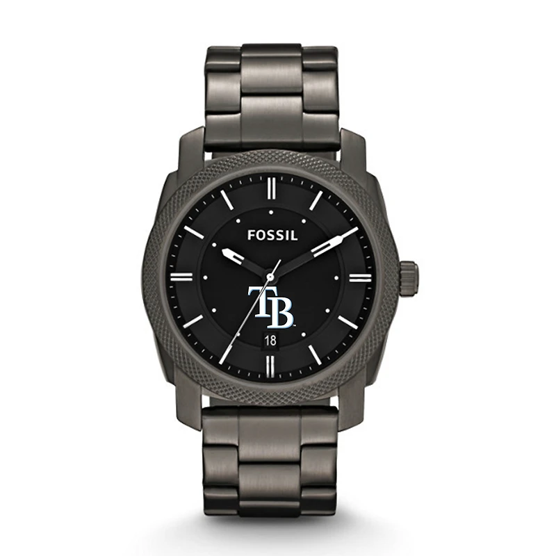 Men's Fossil Gray Tampa Bay Rays Machine Smoke Stainless Steel Watch