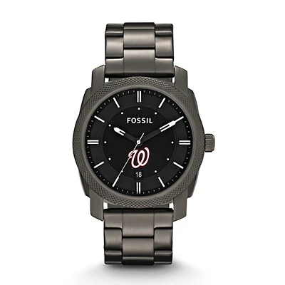 Men's Fossil Gray Washington Nationals Machine Smoke Stainless Steel Watch