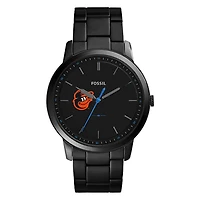 Men's Fossil Black Baltimore Orioles Minimalist Stainless Steel Watch