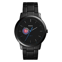 Men's Fossil Black Chicago Cubs Minimalist Stainless Steel Watch