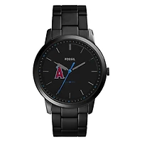 Men's Fossil Black Los Angeles Angels Minimalist Stainless Steel Watch