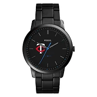 Men's Fossil Black Minnesota Twins Minimalist Stainless Steel Watch